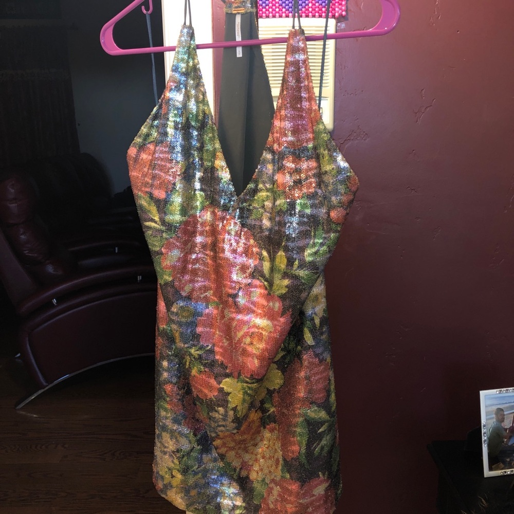 Free People floral sequins dress